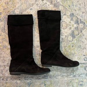 Giuseppe Zanotti Luxury Italian Black Suede Leather Women’s Flat Boots Size 41